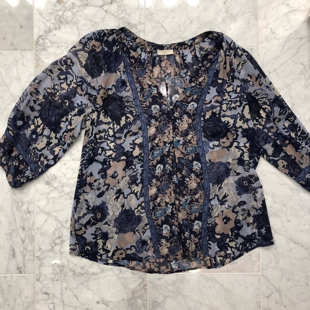Joie Floral Peasant Blouse Size 0
